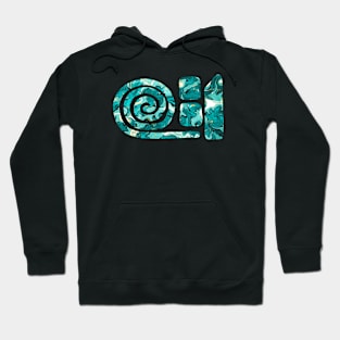 Teal and turquoise symbol, bright spiral art Hoodie